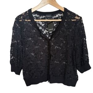 Torrid Cropped Black Lace Shrug Cardigan Button Front NWT Sz 1X (14-16)